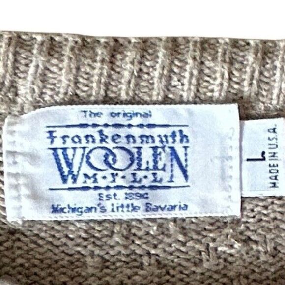 Vtg. Embroidered Sweater Mens Sz L Frankenmuth Woolen Mills Golf Preppy USA - Picture 8 of 11